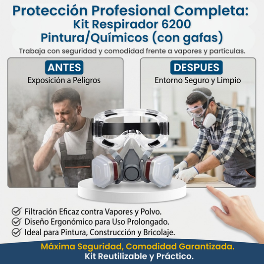 Kit Respirador 6200 Pintura/Químicos (con gafas)