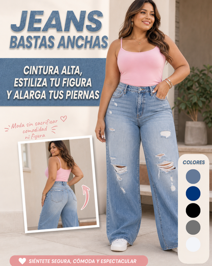 Jeans Basta Ancha Desgastado