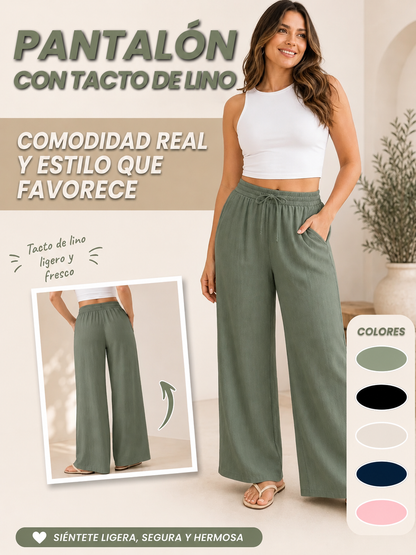 PANTALONES CASUALES CON TACTO DE LINO