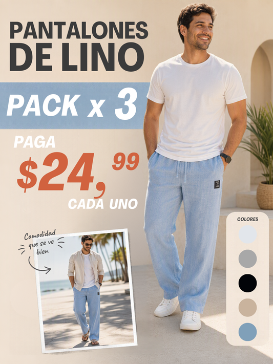 Pack x 3 Pantalón de Lino para Hombre