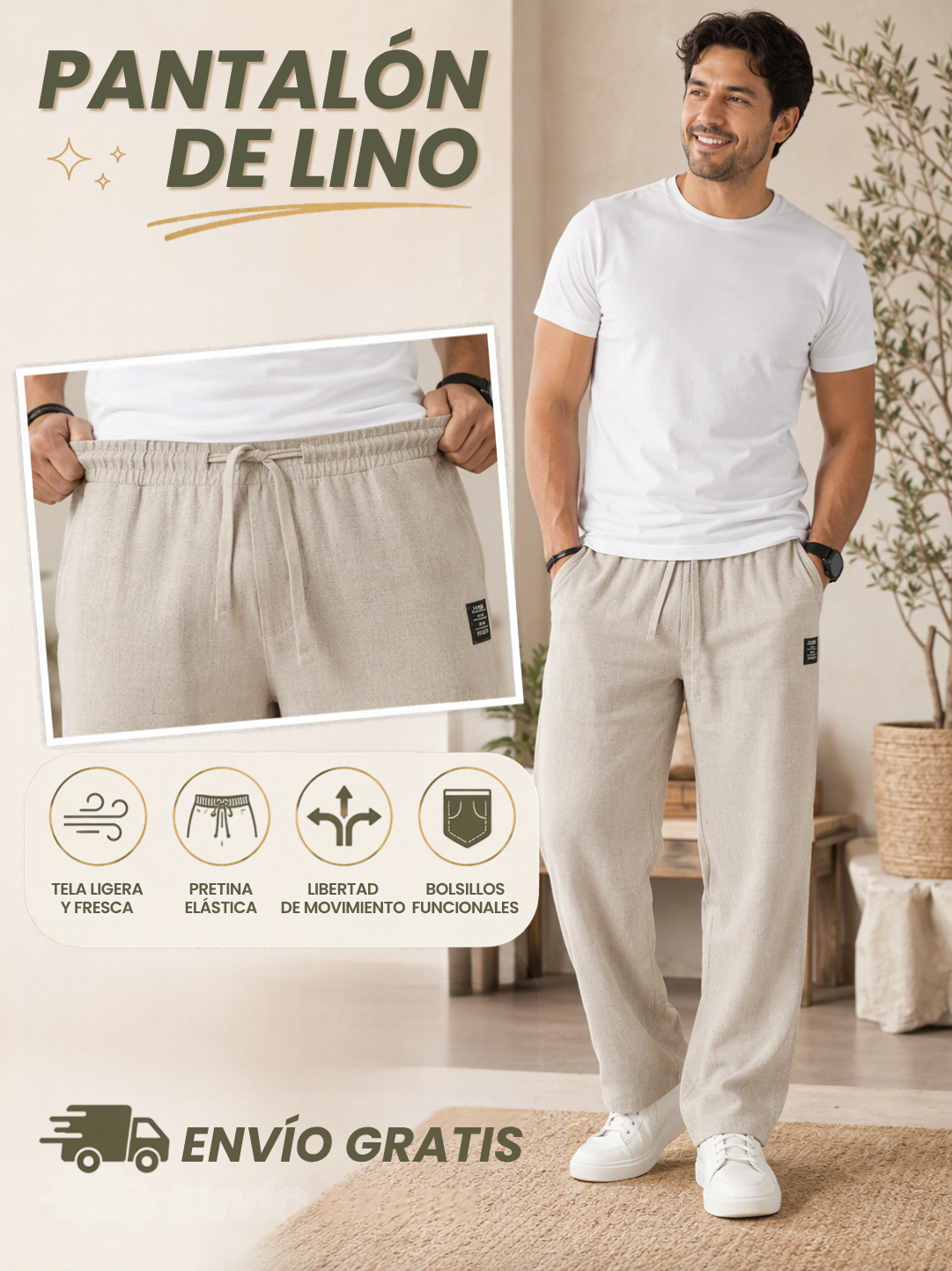 LinoFlex - Pantalón Casual de Lino para Hombre