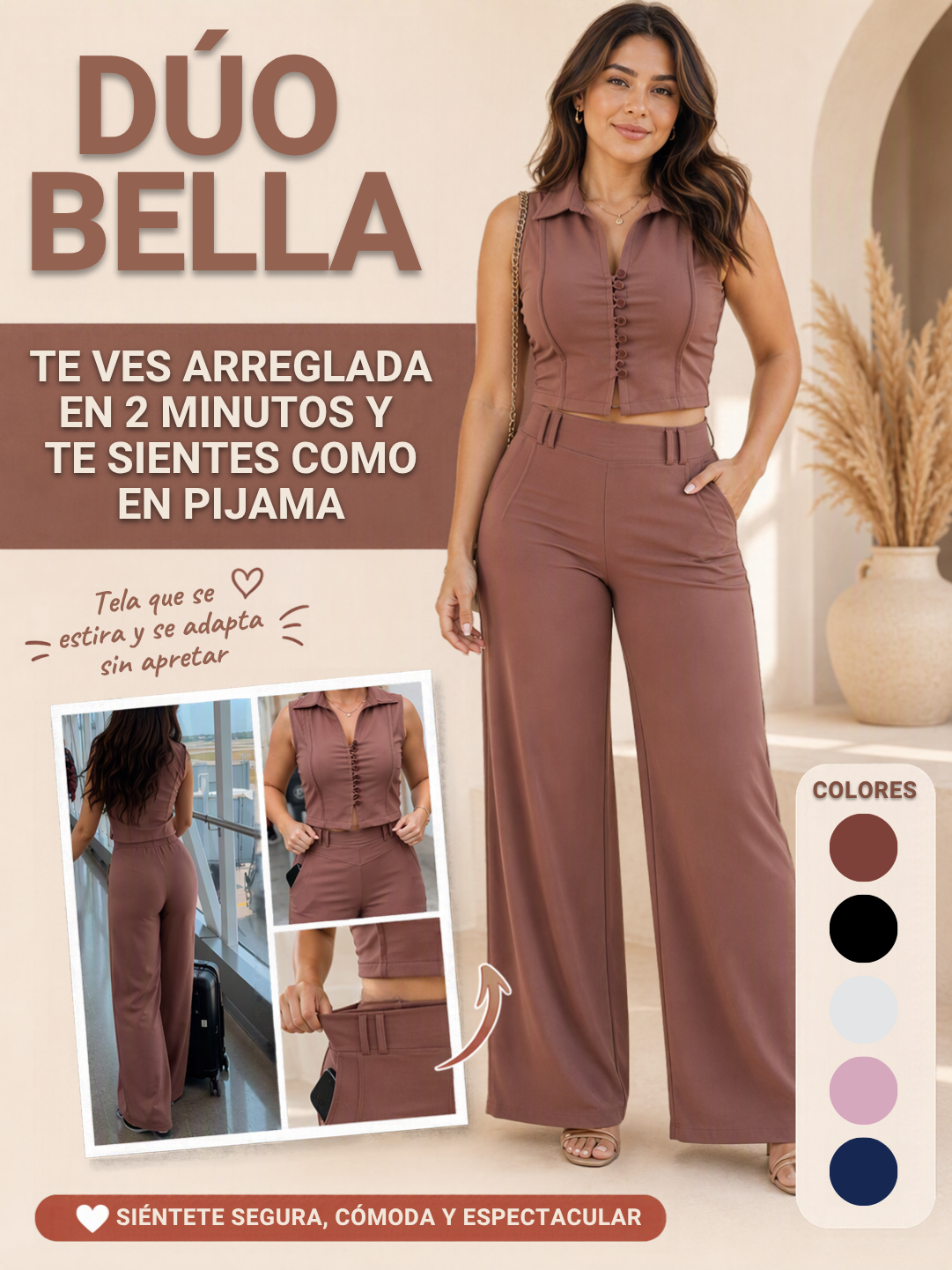 Dúo Bella - Conjunto de dos piezas casual sin mangas