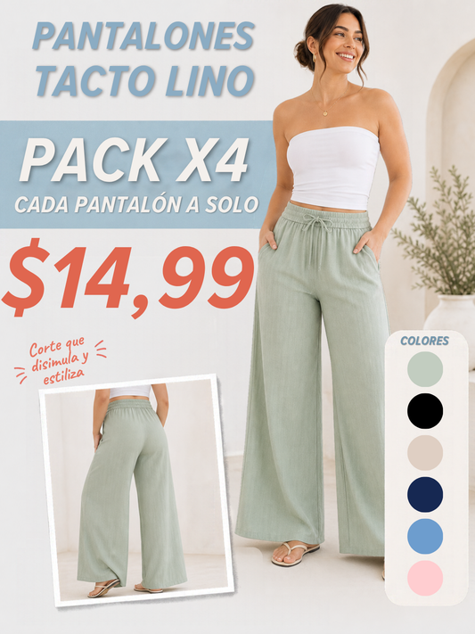 Pack x4 Pantalón Tacto de Lino