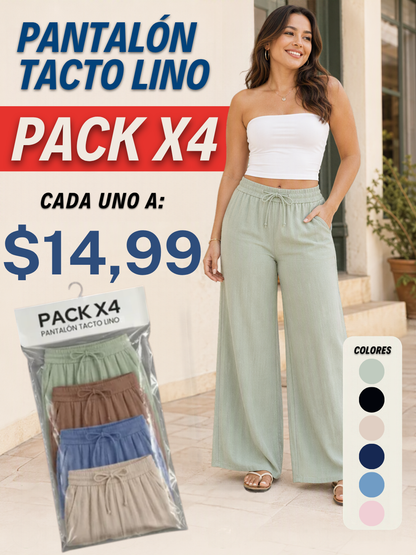 PACK X4 - Pantalón Tacto de Lino Mujer