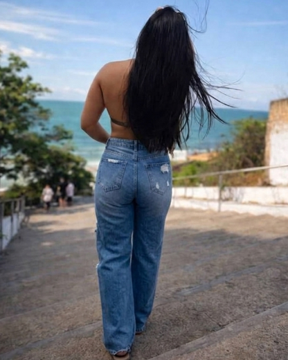 Jeans Basta Ancha Desgastado