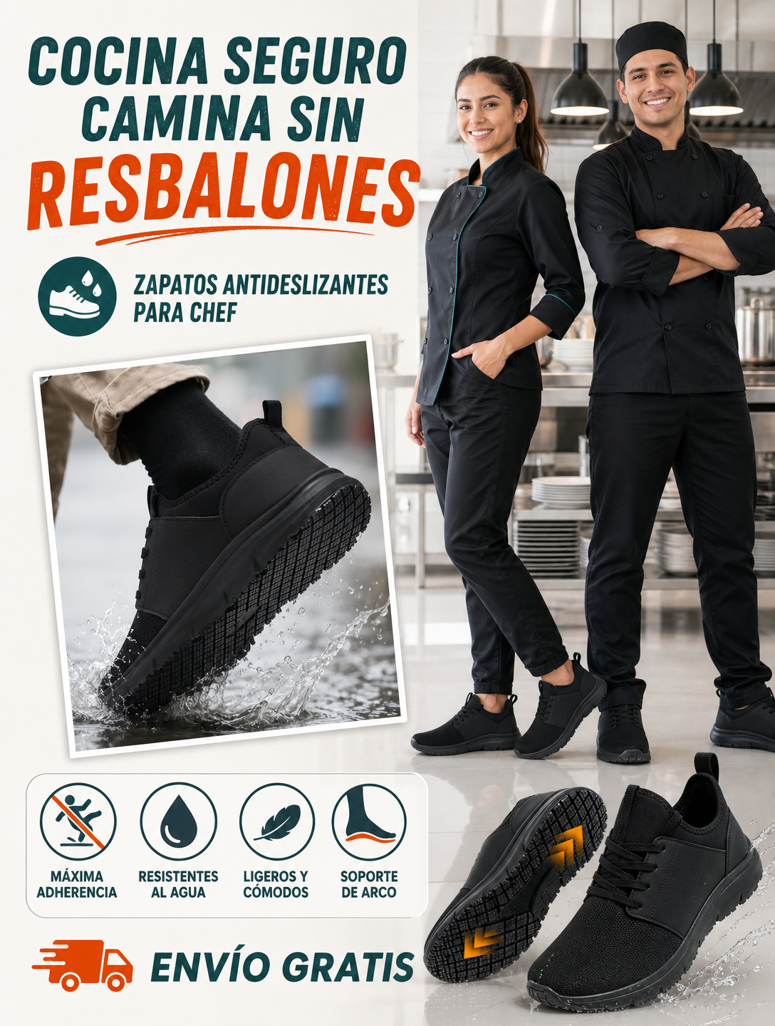 ZAPATOS UNISEX ANTIDESLIZANTES DE CHEFS