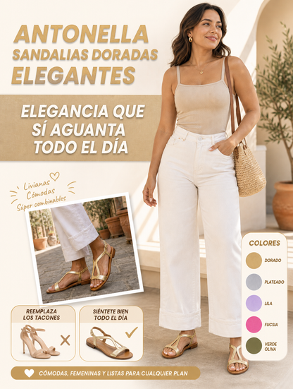 Antonella | Sandalias Doradas Elegantes