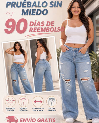 Jeans Basta Ancha Desgastado
